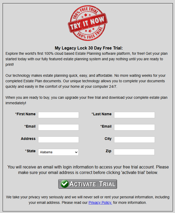 Legacy Lock Free Trial
